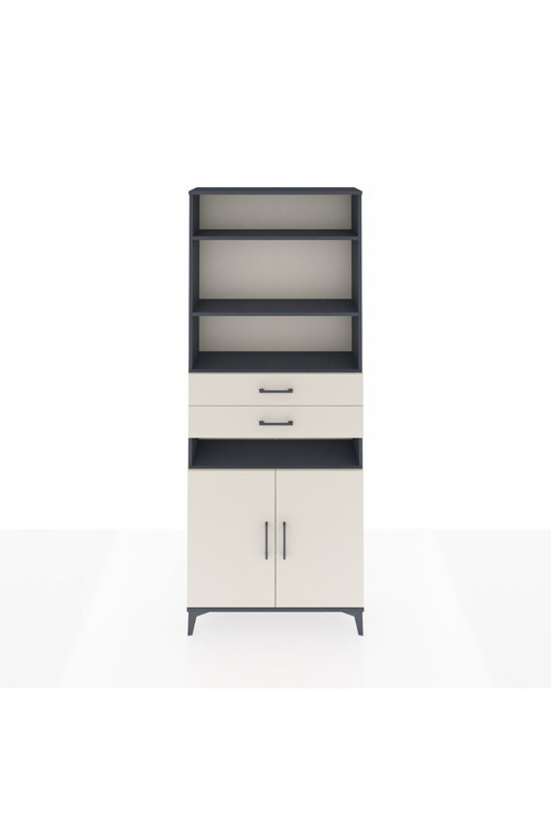Arges Dolap 5 Raflı 2 Çekmeceli 2 Kapaklı 88 x 30 x 221 cm Antrasit - Aytaşı