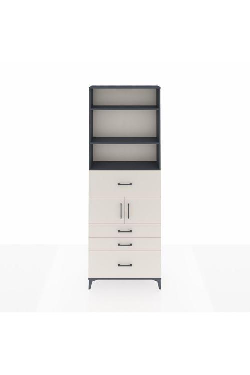 Arges Dolap 4 Raflı 4 Çekmeceli 2 Kapaklı 88 x 30 x 243 Antrasit-Aytaşı