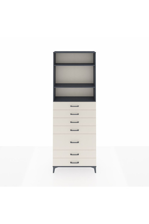 Arges Dolap 3 Raflı 7 Çekmeceli 88 x 30 x 243 Antrasit-Aytaşı