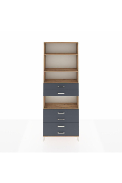 Arges Dolap 4 Raflı 6 Çekmeceli 88 x 30 x 243 Çam-Antrasit