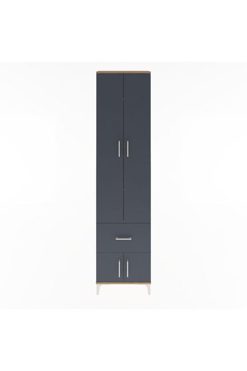 Arges Dolap 4 Raflı Tek Çekmeceli 4 Kapaklı 60 x 30 x 243 Çam-Antrasit