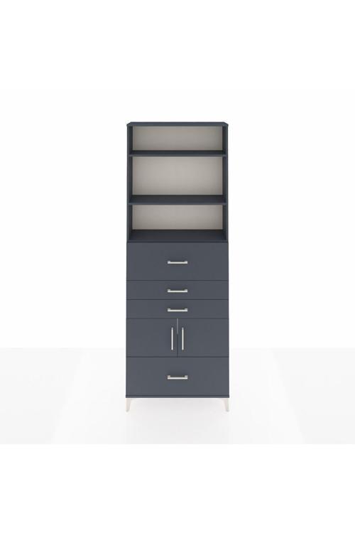 Arges Dolap 4 Raflı 4 Çekmeceli 2 Kapaklı 88 x 30 x 243 Antrasit-Antrasit