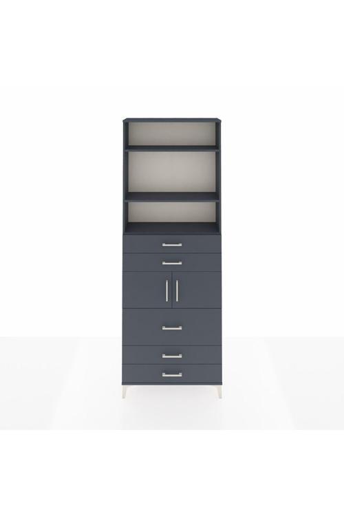 Arges Dolap 4 Raflı 5 Çekmeceli 2 Kapaklı 88 x 30 x 243 Antrasit-Antrasit