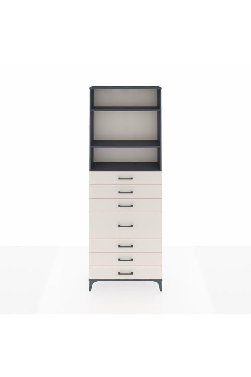 Arges Dolap 3 Raflı 7 Çekmeceli 88 x 30 x 243 cm Antrasit - Aytaşı