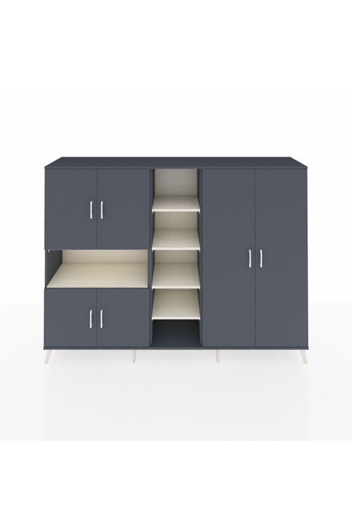 Hyperion Dolap 13 Raflı 6 Kapaklı 220 x 44 x 163 cm Antrasit - Antrasit - Aytaşı