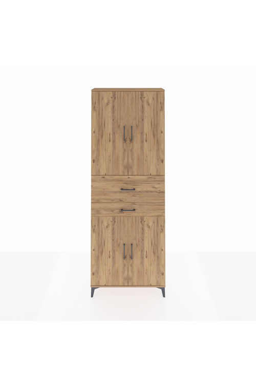Arges Dolap 4 Raflı 2 Çekmeceli 4 Kapaklı 88 x 30 x 243 cm Çam - Çam