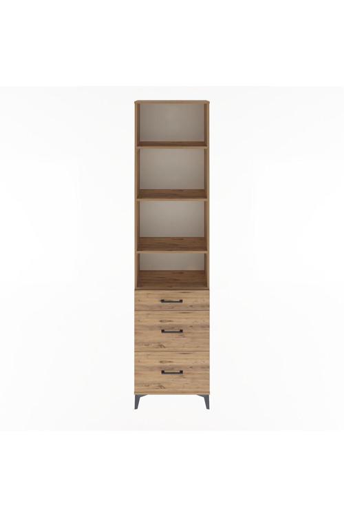 Arges Dolap 4 Raflı 3 Çekmeceli 60 x 30 x 243 cm Çam - Çam