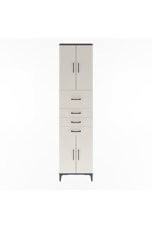 Arges Dolap 3 Raflı 4 Çekmeceli 4 Kapaklı 60 x 30 x 243 cm Antrasit - Aytaşı