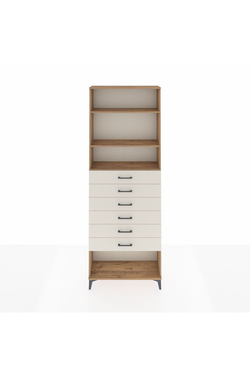 Arges Dolap 3 Raflı 6 Çekmeceli 88 x 30 x 243 cm Çam - Aytaşı