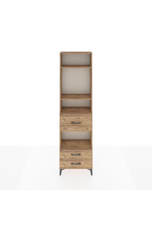 Arges Dolap 4 Raflı 3 Çekmeceli 60 x 30 x 221 cm Çam - Çam