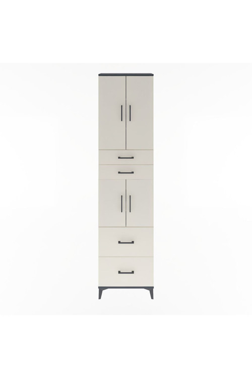Arges Dolap 5 Raflı 4 Çekmeceli 4 Kapaklı 60 x 30 x 243 cm Antrasit - Aytaşı
