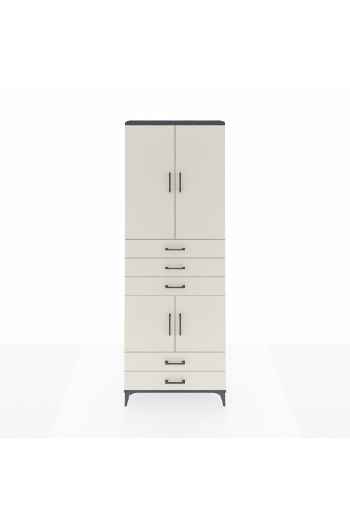 Arges Dolap 4 Raflı 5 Çekmeceli 4 Kapaklı 88 x 30 x 243 cm Antrasit - Aytaşı