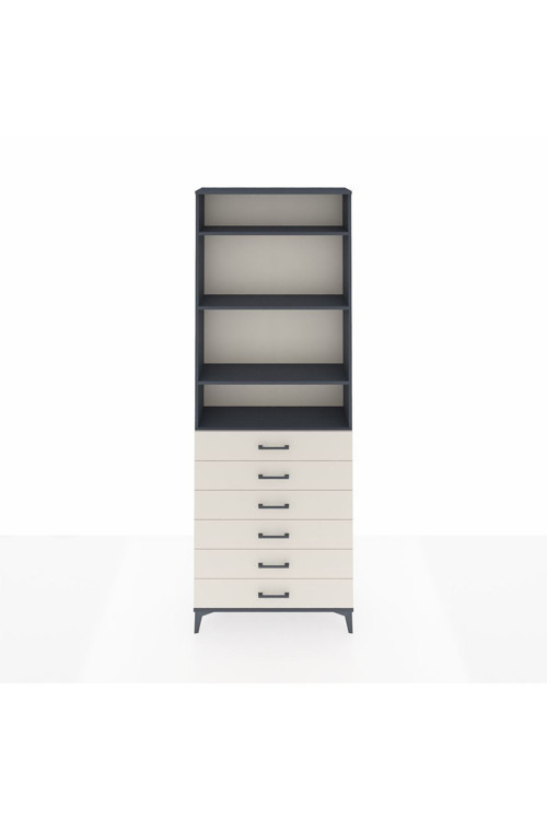 Arges Dolap 4 Raflı 6 Çekmeceli 88 x 30 x 243 cm Antrasit - Aytaşı