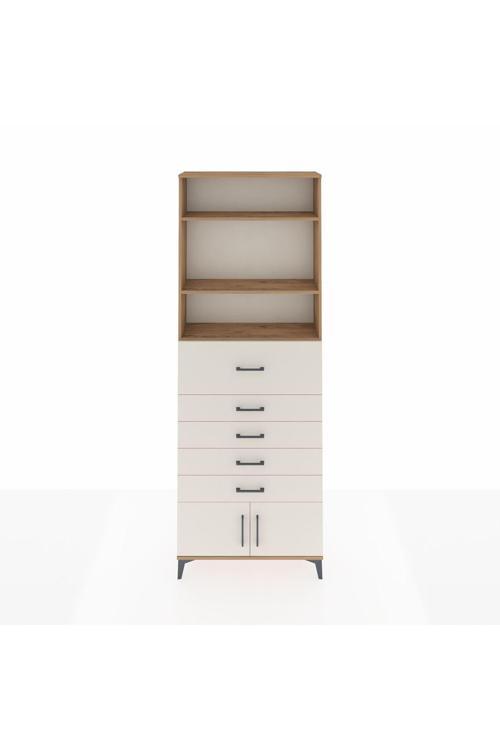 Arges Dolap 3 Raflı 5 Çekmeceli 2 Kapaklı 88 x 30 x 243 Çam-Aytaşı