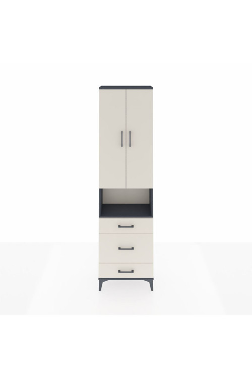 Arges Dolap 3 Raflı 3 Çekmeceli 1 Askılı 60 x 30 x 221 cm Antrasit - Aytaşı