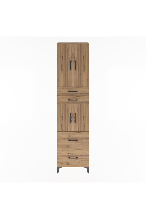 Arges Dolap 5 Raflı 4 Çekmeceli 4 Kapaklı 60 x 30 x 243 Çam-Çam