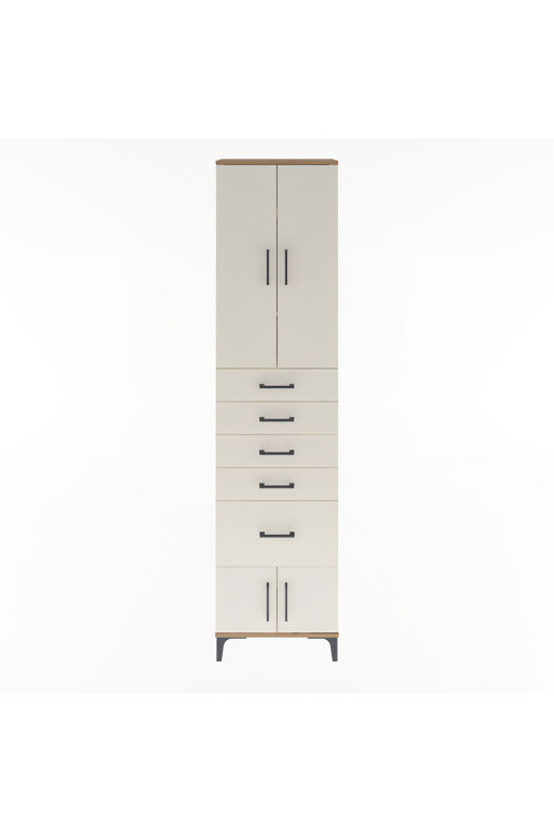Arges Dolap 3 Raflı 5 Çekmeceli 4 Kapaklı 60 x 30 x 243 cm Çam - Aytaşı