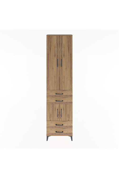 Arges Dolap 4 Raflı 4 Çekmeceli 4 Kapaklı 60 x 30 x 243 Çam-Çam