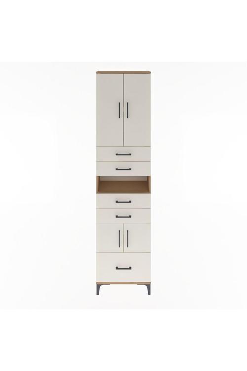 Arges Dolap 4 Raflı 5 Çekmeceli 4 Kapaklı 60 x 30 x 243 Çam-Aytaşı