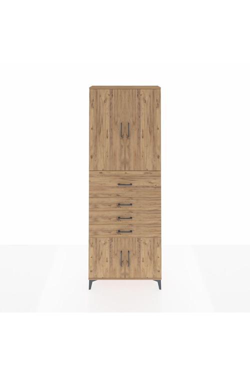 Arges Dolap 4 Raflı 4 Çekmeceli 4 Kapaklı 88 x 30 x 243 Çam-Çam