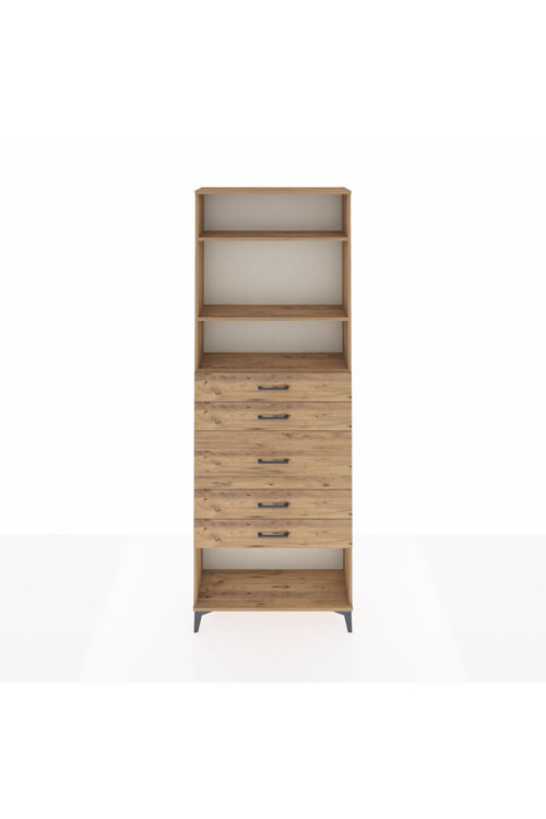Arges Dolap 3 Raflı 5 Çekmeceli 88 x 30 x 243 Çam-Çam