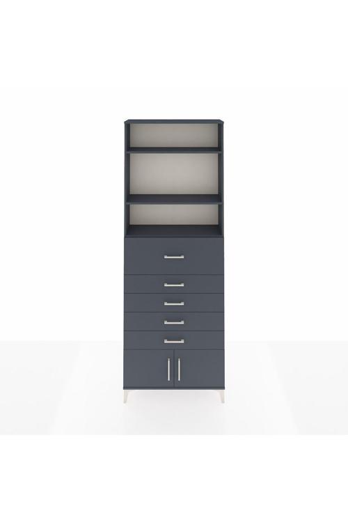 Arges Dolap 3 Raflı 5 Çekmeceli 2 Kapaklı 88 x 30 x 243 cm Antrasit - Antrasit