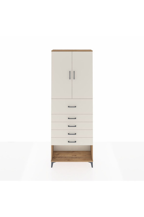 Arges Dolap 3 Raflı 5 Çekmeceli 2 Kapaklı 88 x 30 x 243 cm Çam - Aytaşı