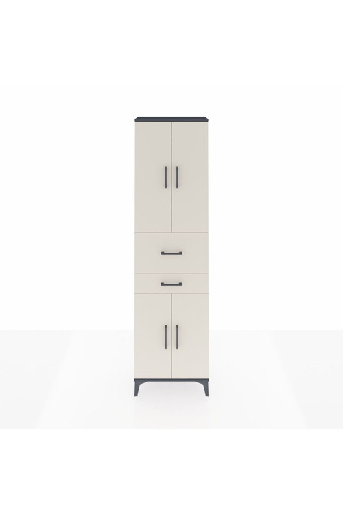 Arges Dolap 4 Raflı 2 Çekmeceli 4 Kapaklı 60 x 30 x 221 cm Antrasit - Aytaşı