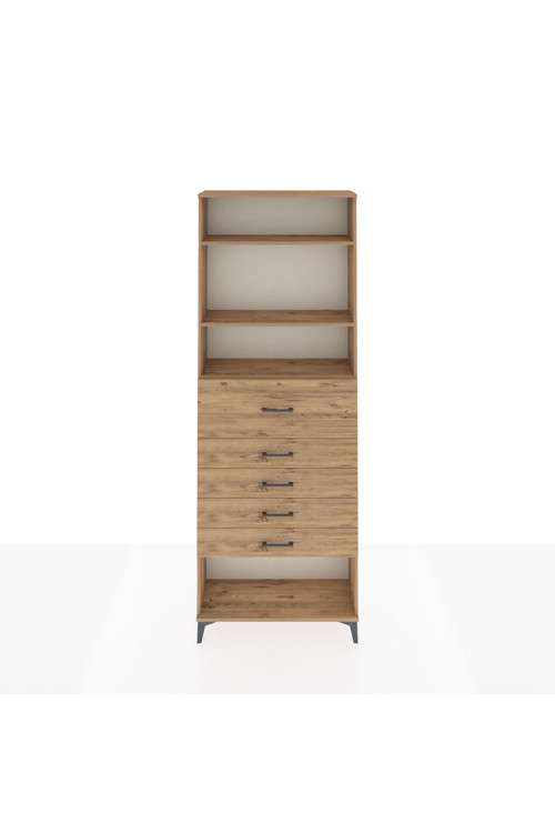 Arges Dolap 3 Raflı 5 Çekmeceli 88 x 30 x 243 Çam-Çam