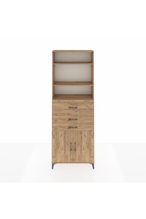 Arges Dolap 4 Raflı 3 Çekmeceli 2 Kapaklı 88 x 30 x 243 Çam-Çam