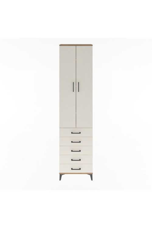 Arges Dolap 4 Raflı 5 Çekmeceli 2 Kapaklı 60 x 30 x 243 Çam-Aytaşı