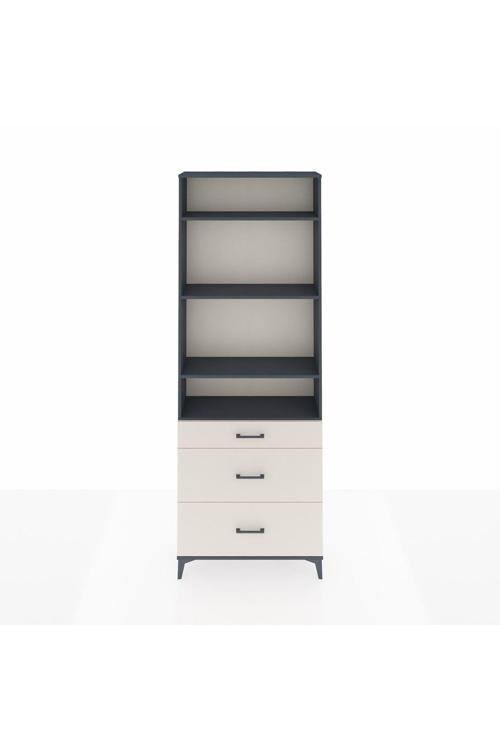 Arges Dolap 4 Raflı 3 Çekmeceli 88 x 30 x 243 Antrasit-Aytaşı