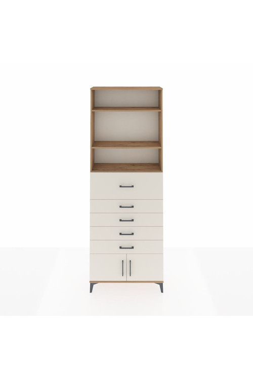 Arges Dolap 3 Raflı 5 Çekmeceli 2 Kapaklı 88 x 30 x 243 Çam-Aytaşı