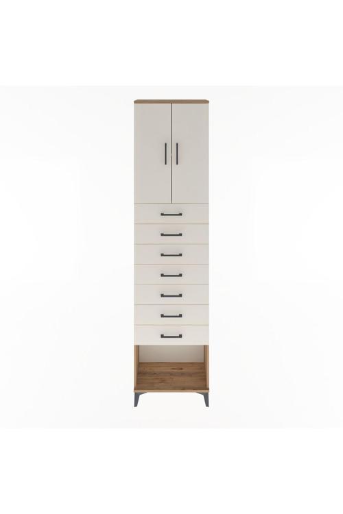 Arges Dolap 2 Raflı 7 Çekmeceli 2 Kapaklı 60 x 30 x 243 cm Çam - Aytaşı