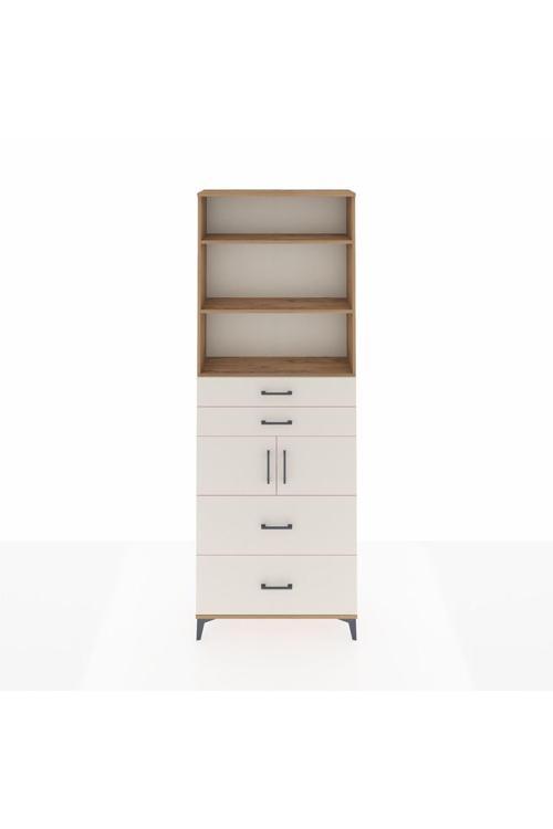 Arges Dolap 4 Raflı 4 Çekmeceli 2 Kapaklı 88 x 30 x 243 Çam-Aytaşı