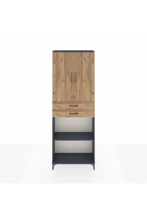 Arges Dolap 4 Raflı 2 Çekmeceli 2 Kapaklı 88 x 30 x 243 Antrasit-Çam
