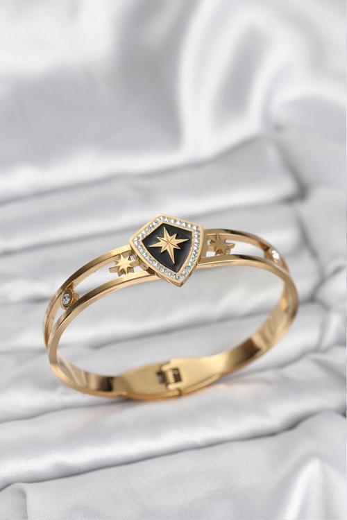 Gold Renk Kutup Yıldızı Kelepçe Bileklik - EBJ251025W38284