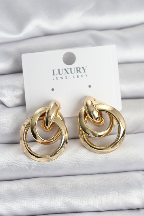 Gold Renk Halka Model Pirinç Kadın Küpe - EBJ251115W38355