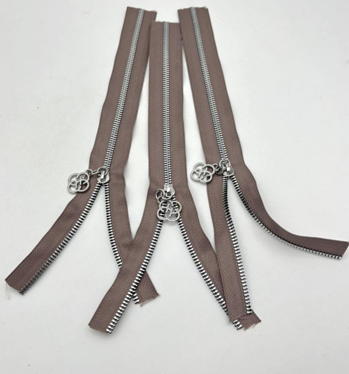 Çanta Aksesuar Başlıklı Fermuar Set 30 Cm Gümüş Metal Vizon 3 Adet