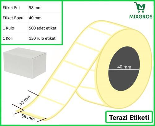 40x58 mm Termal Terazi Etiketi 1 Rulo: 500 Adet Etiket 1 Koli:150 Rulo Etiket