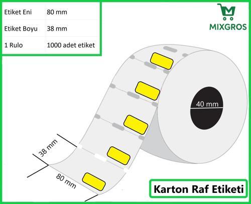 80x38 mm Karton Termal Raf Reyon Etiketi Sarı Fiyat Çerçeveli 1 Rulo: 1000 Adet Etiket