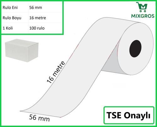 56x16 Metre Termal Kredi Kartı ve Yazarkasa Pos Rulosu 100 Adet
