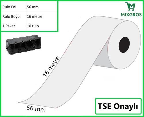 56x16 Metre Termal Kredi Kartı ve Yazarkasa Pos Rulosu 10 Adet