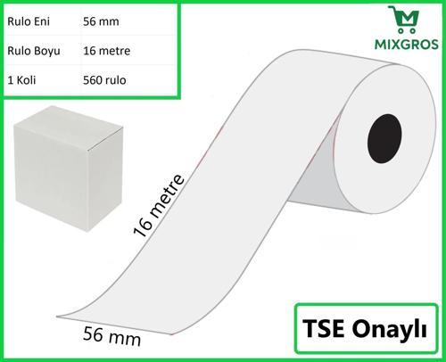 56x16 Metre Termal Kredi Kartı ve Yazarkasa Pos Rulosu 560 Adet