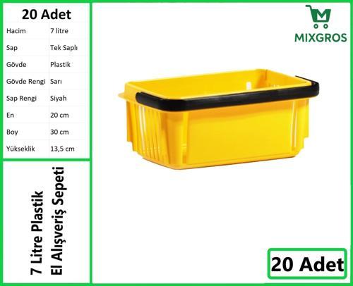 Plastik Kozmetik Alışveriş El Sepeti 7 Litre Sarı 20 Adet