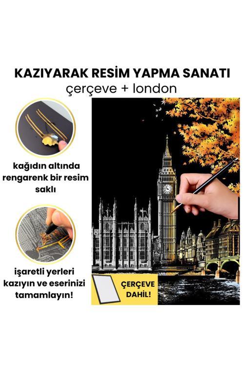 Kazı Ve Çerçevele Hobi Seti, Kendi Tablonu Oluştur - Kazıyarak Resim Çizme Kiti, Çerçeve Dahil