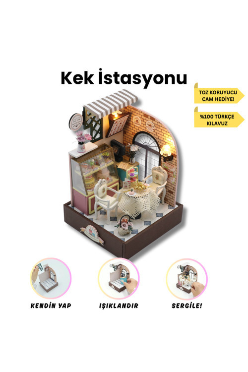 Kendin Yap Minyatür Kafe| Minyatür Maket Ev | Dıy Hobi Seti Ve Toz Koruma Camı