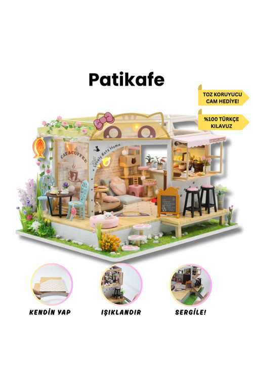 Kendin Yap Minyatür Kafe| Minyatür Maket Ev | Hobi Seti Ve Toz Koruma Camı