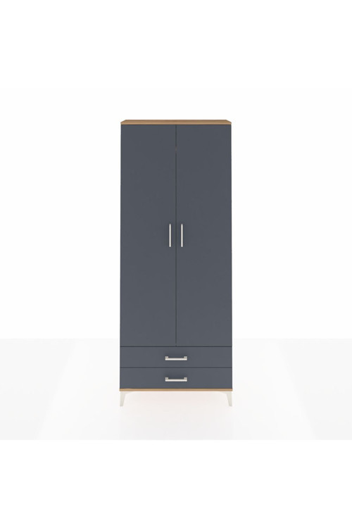 Arges Dolap 2 Raflı 2 Çekmeceli 1 Askılı 88 x 30 x 221 cm Çam - Antrasit