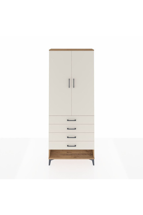 Arges Dolap 3 Raflı 4 Çekmeceli 2 Kapaklı 88x30x221 Çam-Aytaşı